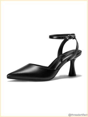 Kitten Heel Closed Toe Pumps with Buckle Ankle Strap